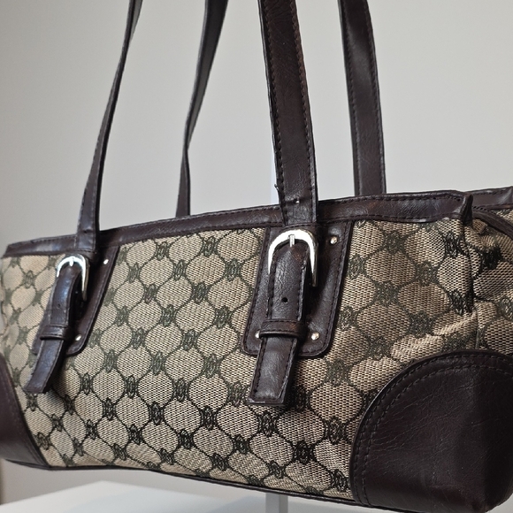 Vintage Jessica Brown Monogram Shoulder Bag with Buckle Accents - Picture 2 of 9